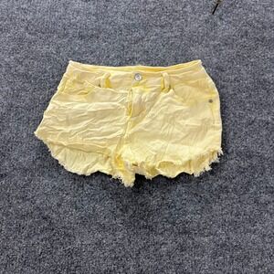Delia's Shorts Womens Size 28 Yellow Tie Dye Raw Hem Denim Cut Off Summer Casual